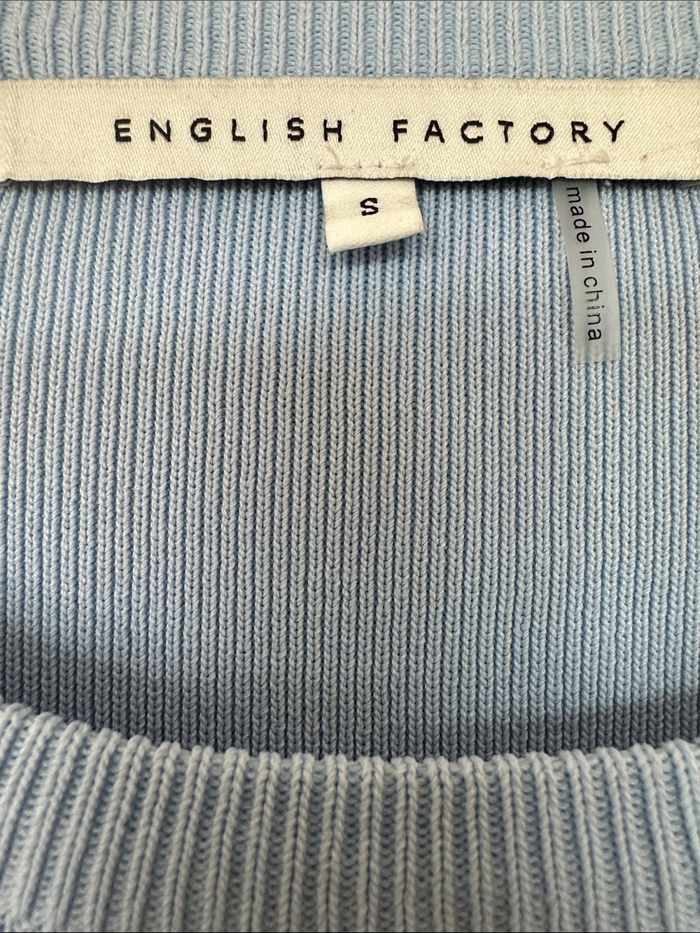 English Factory Powder Blue Mixed Media Puff-Sleeve Minidress - Picture 2 of 3